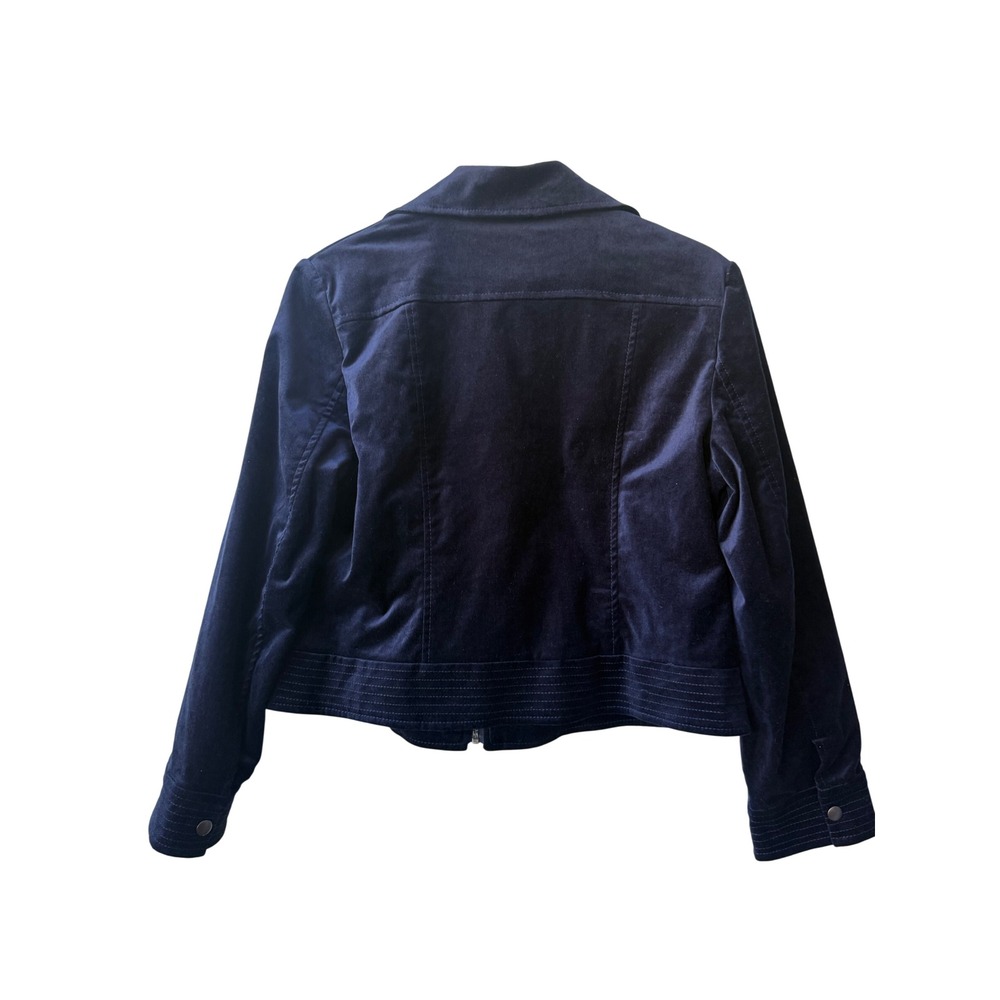 Chicos Size‎ 2 Moto Velvet Jacket Size L NWT Navy Blue Plush Short Velveteen - Picture 8 of 10